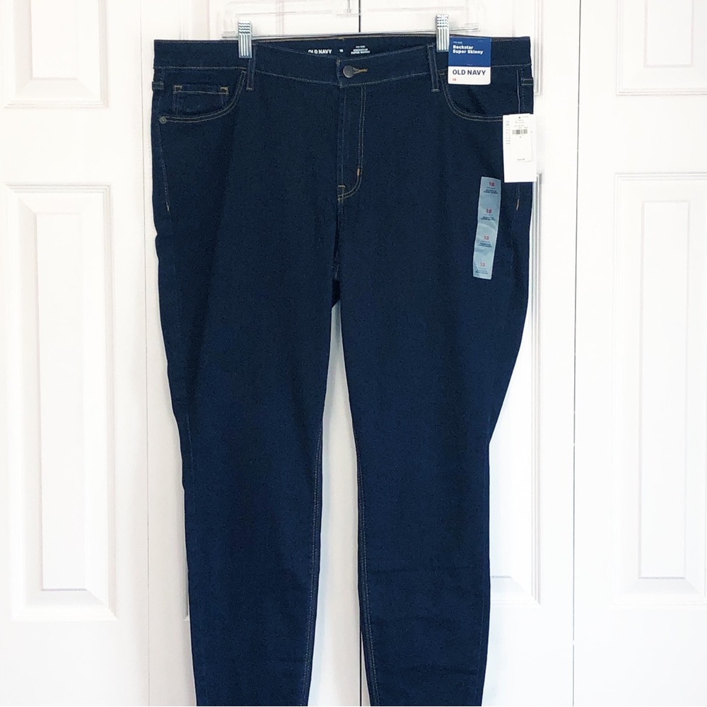 NWT Old Navy Dark Wash Blue Denim Rockstar Super Skinny Jeans 18